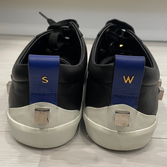 Stuart Weitzman Galaxy Aoki Black Leather Sneakers Size 8 - Picture 4 of 16